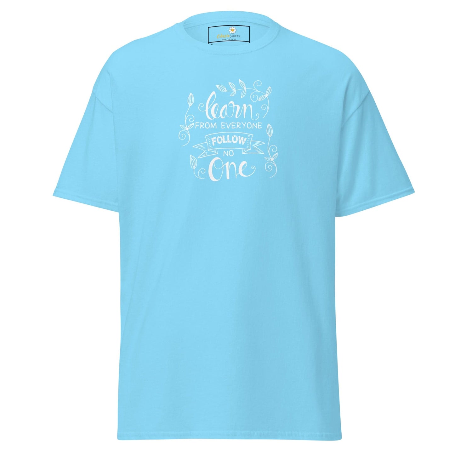Unisex classic t-shirt - TEXT LEARN FROM EVERYONE - REGULAR - Sky / S