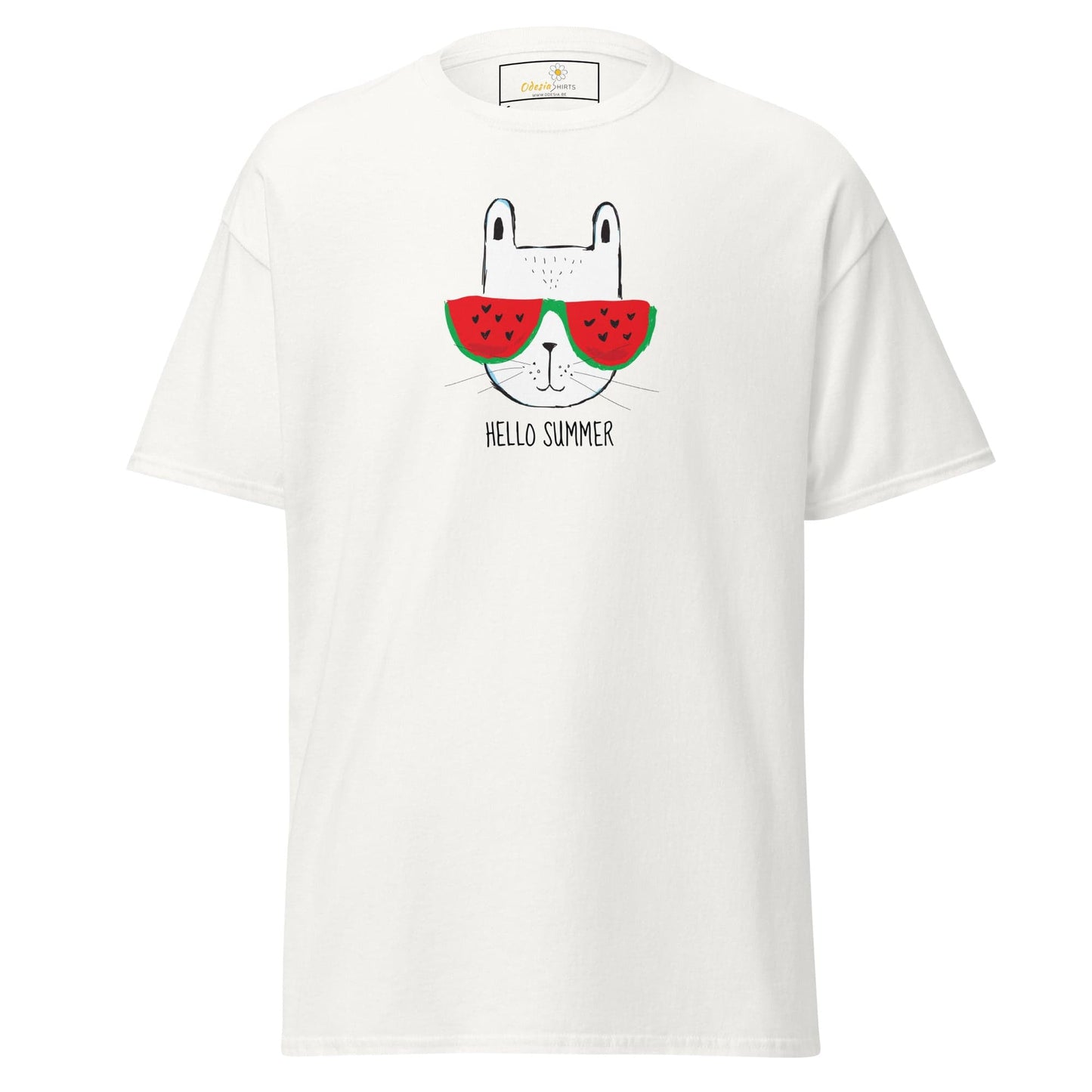 Unisex classic t-shirt - SUMMER HELLO CAT - REGULAR - White / S