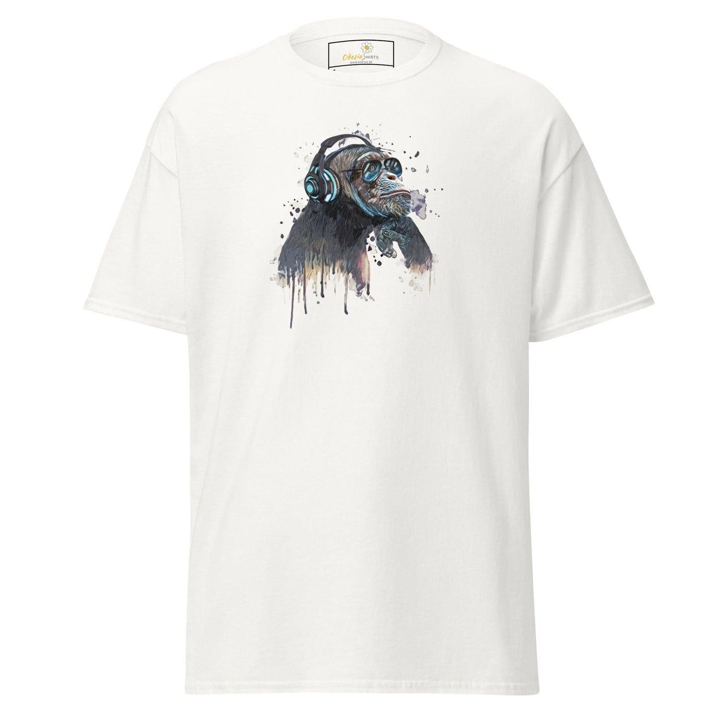 White T-shirt with monkey graphic from T-Shirt Design Tee for Men and Women S to XL