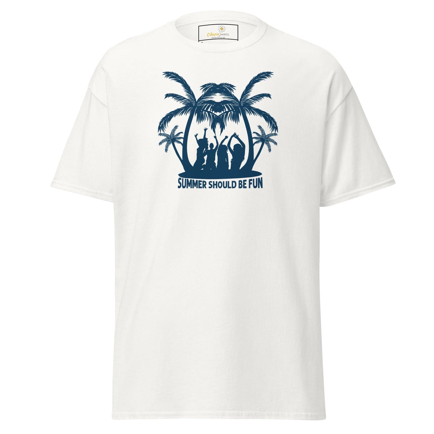 White T-shirt with summer graphic for men and women in sizes S to XL