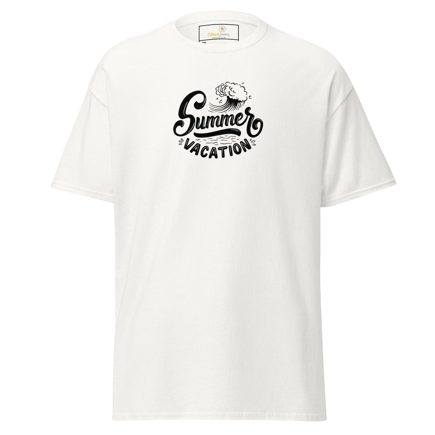 White T-shirt with Summer Vacation graphic for Men and Women in 2XL to 5XL sizes