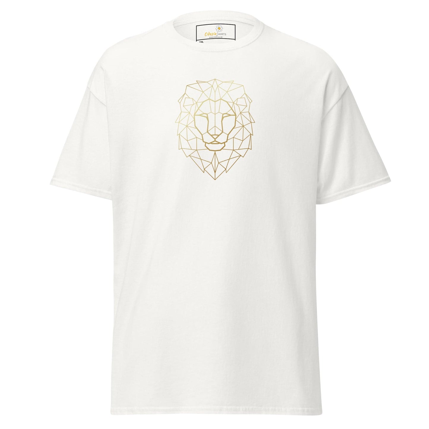 White T-shirt with geometric lion design from T-SHIRT DESIGN TEE for Men and Women