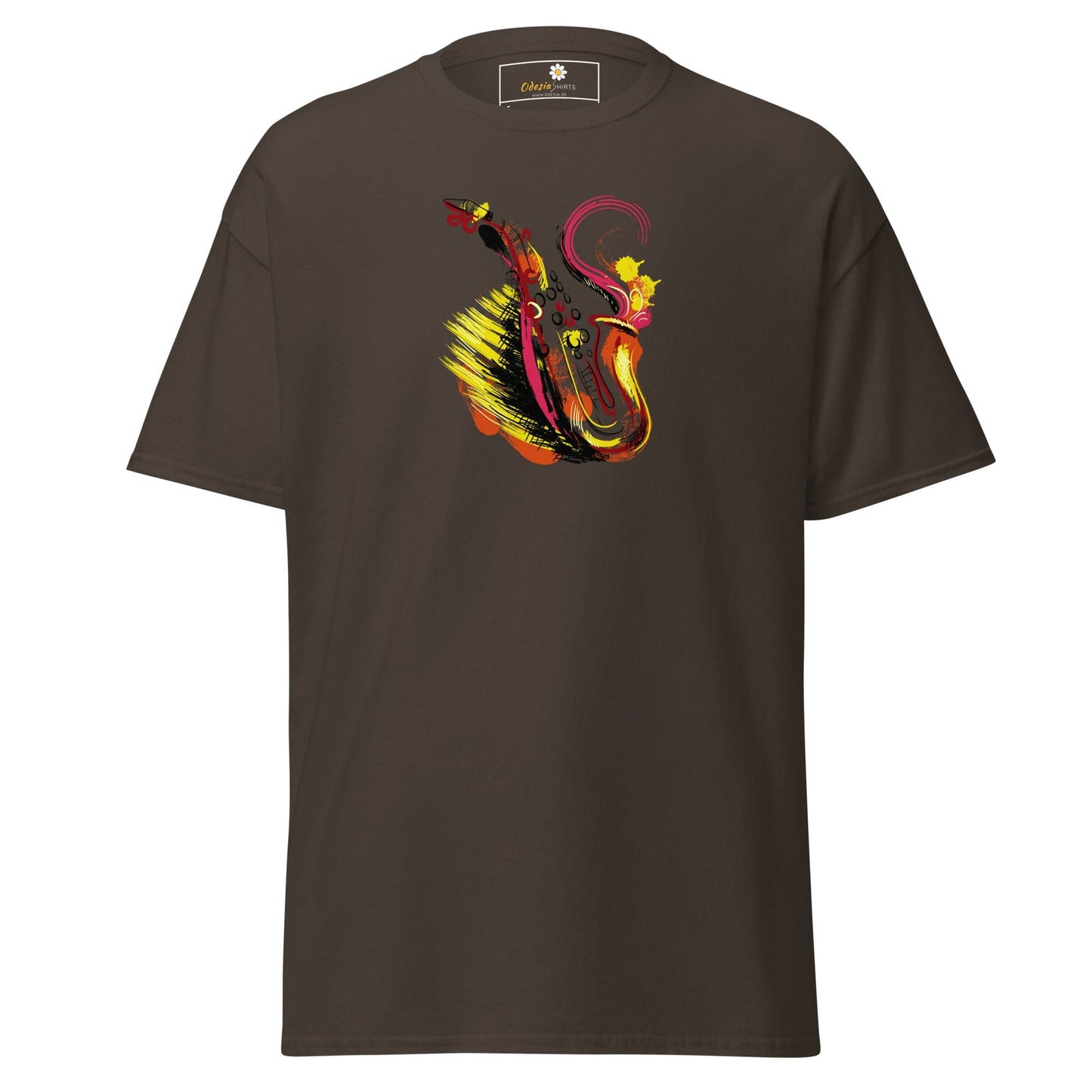 Unisex classic tee - MUSIC SAXOPHONE - REGULAR - Dark Chocolate / S