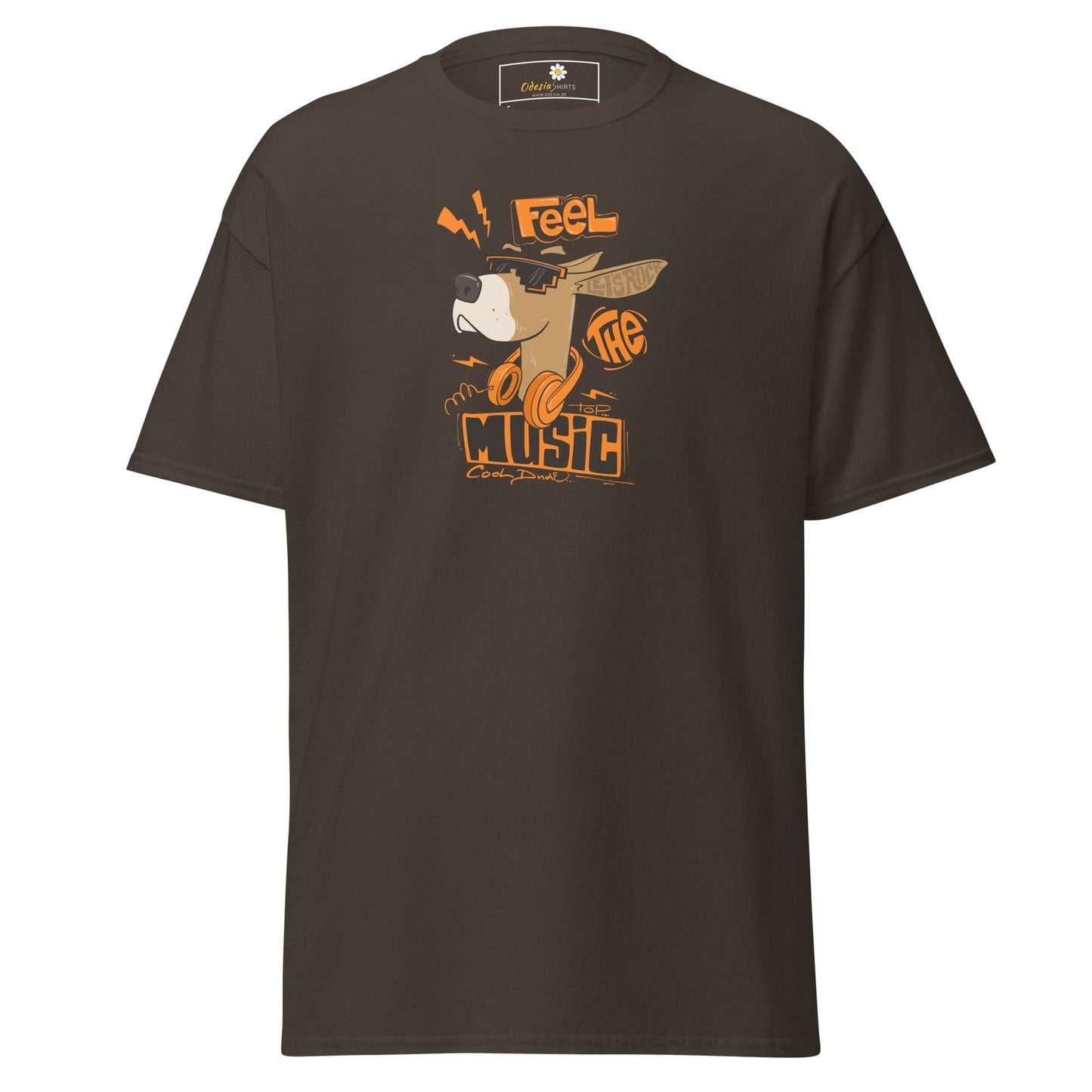 Unisex classic t-shirt - MUSIC FEEL THE MUSIC - REGULAR - Dark Chocolate / S