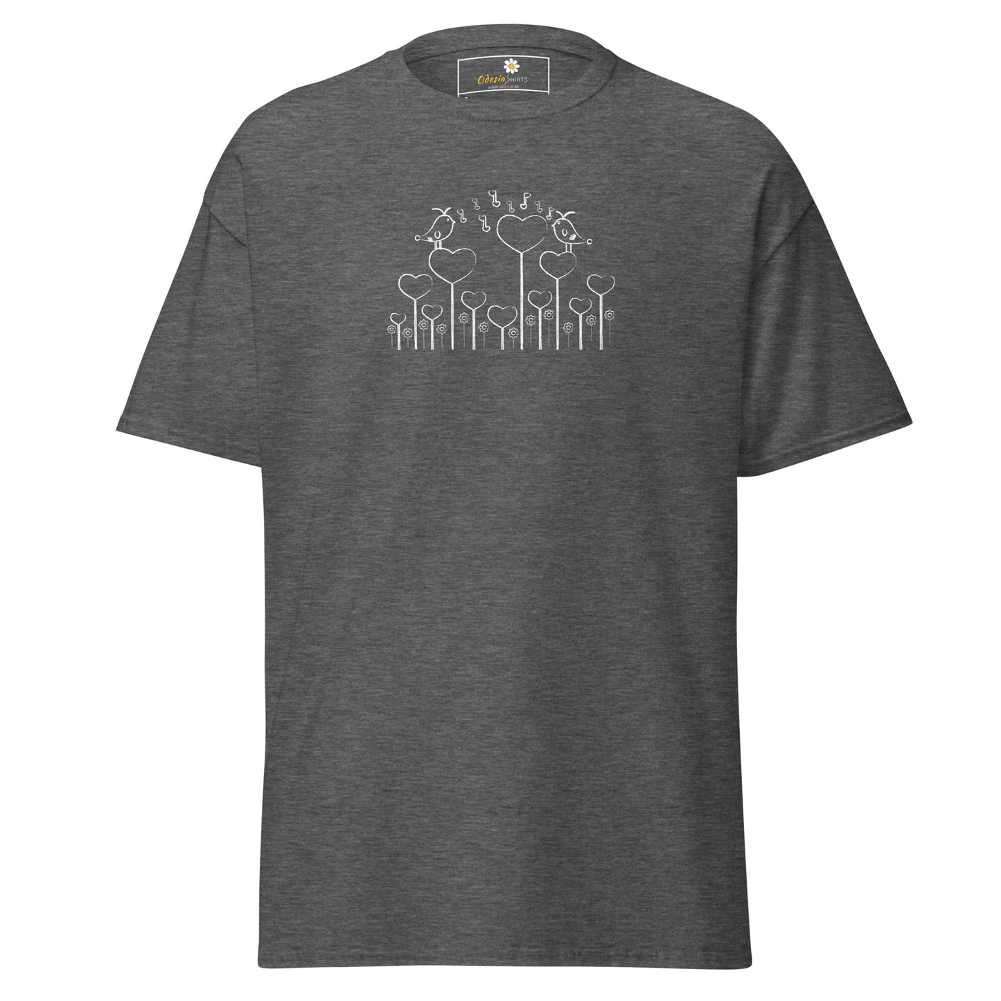 Unisex classic tee - NATURE BIRDS ON STICK - REGULAR - Dark Heather / S