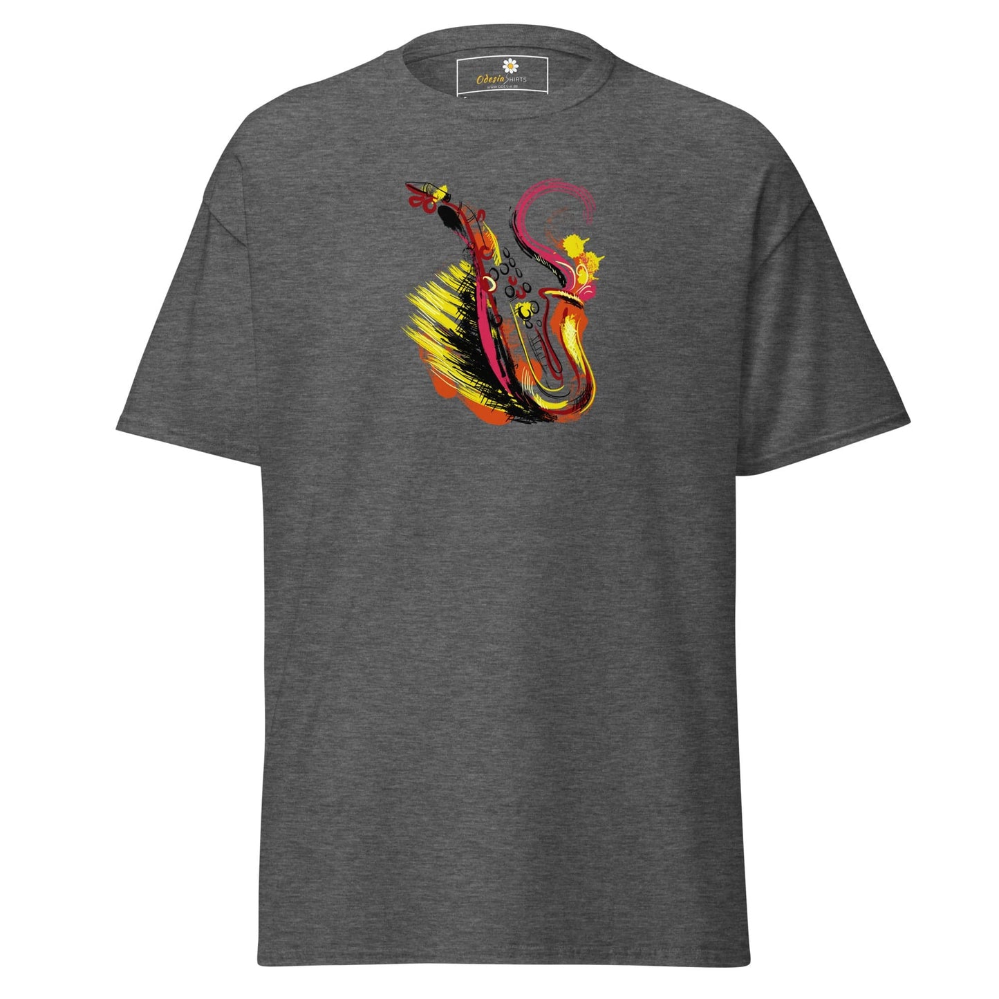 Unisex classic tee - MUSIC SAXOPHONE - REGULAR - Dark Heather / S
