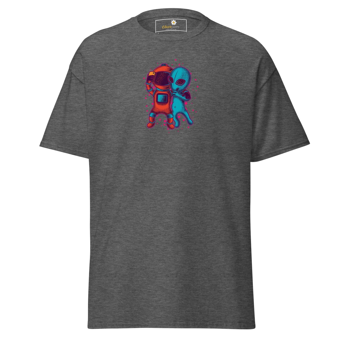 Unisex classic t-shirt - ASTRONAUT ALIEN SELFIE - REGULAR - Dark Heather / S