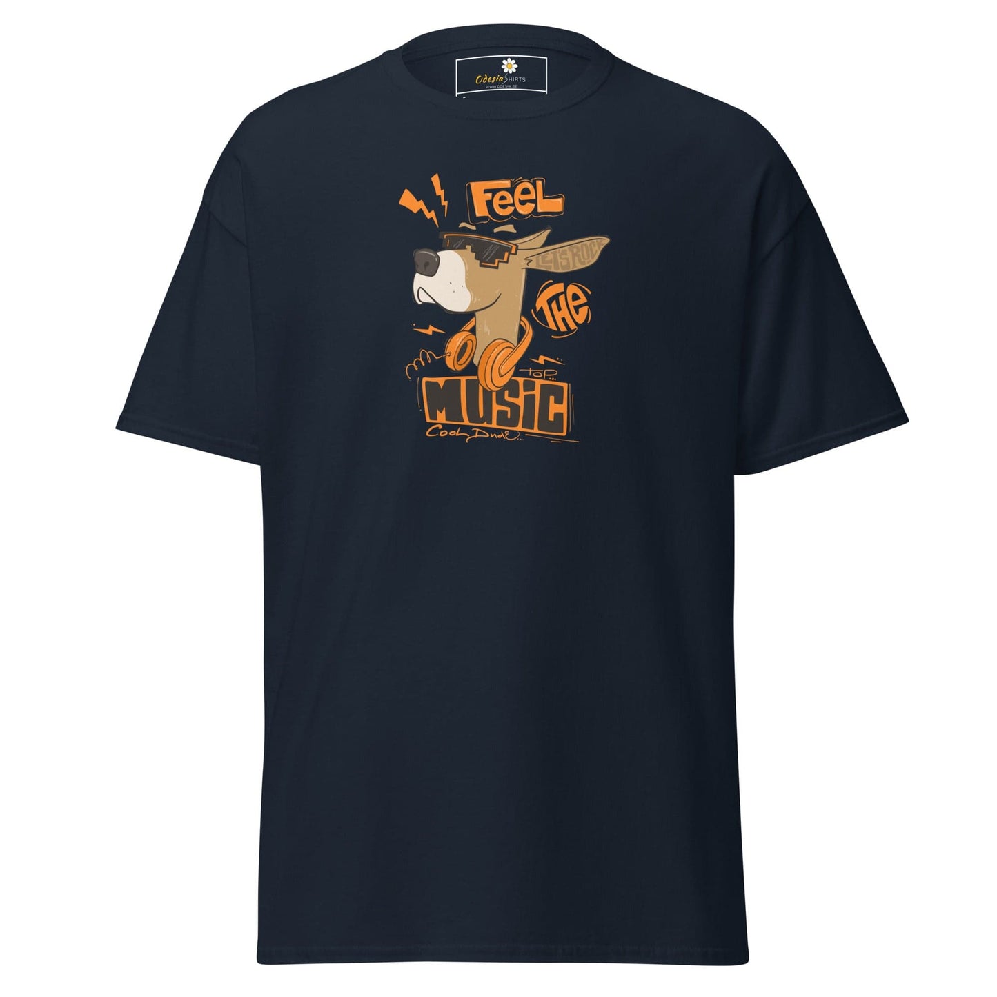 Unisex classic t-shirt - MUSIC FEEL THE MUSIC - REGULAR - Navy / S