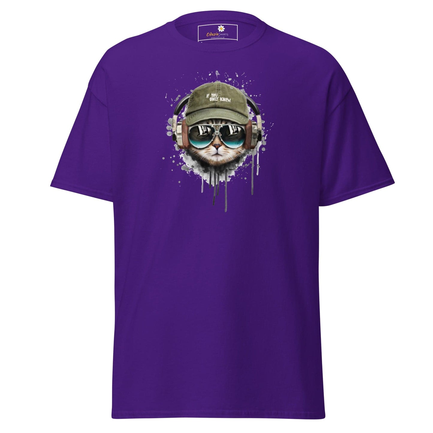 Unisex classic t-shirt - ANIMALS MUSIC CAT HAT - REGULAR - Purple / S