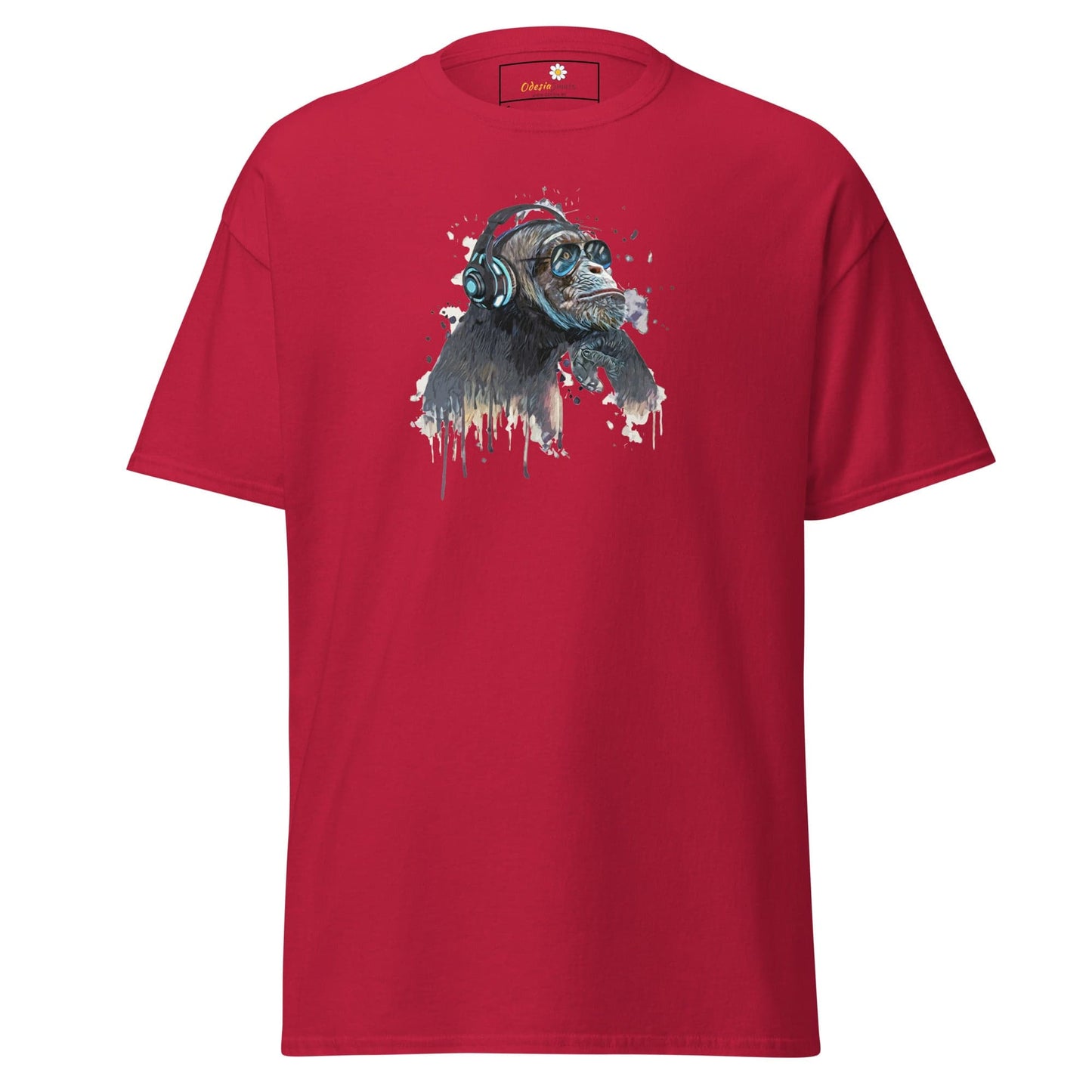 Red T-shirt with chimpanzee graphic from T-SHIRT DESIGN TEE for Men and Women S-XL