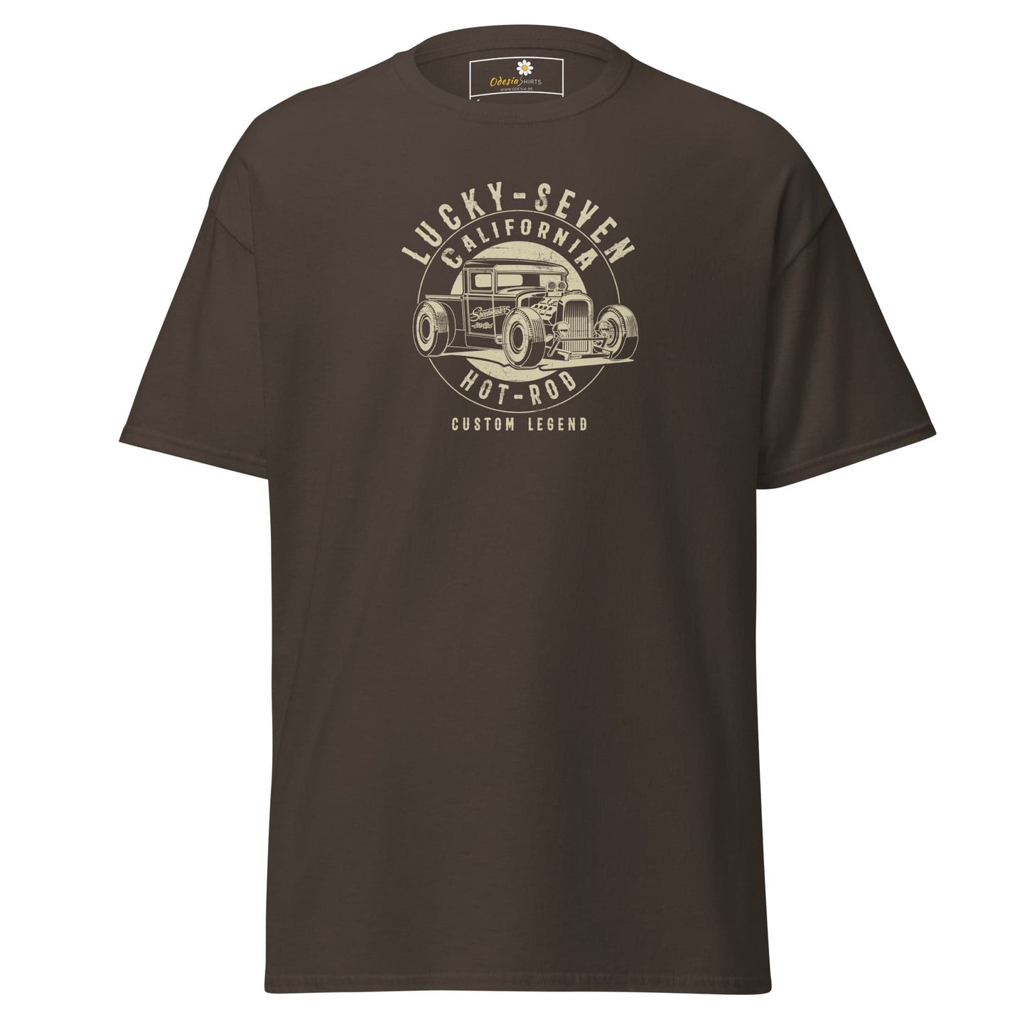 Unisex classic t-shirt - MOTOR LUCKY SEVEN - REGULAR - Dark Chocolate / S