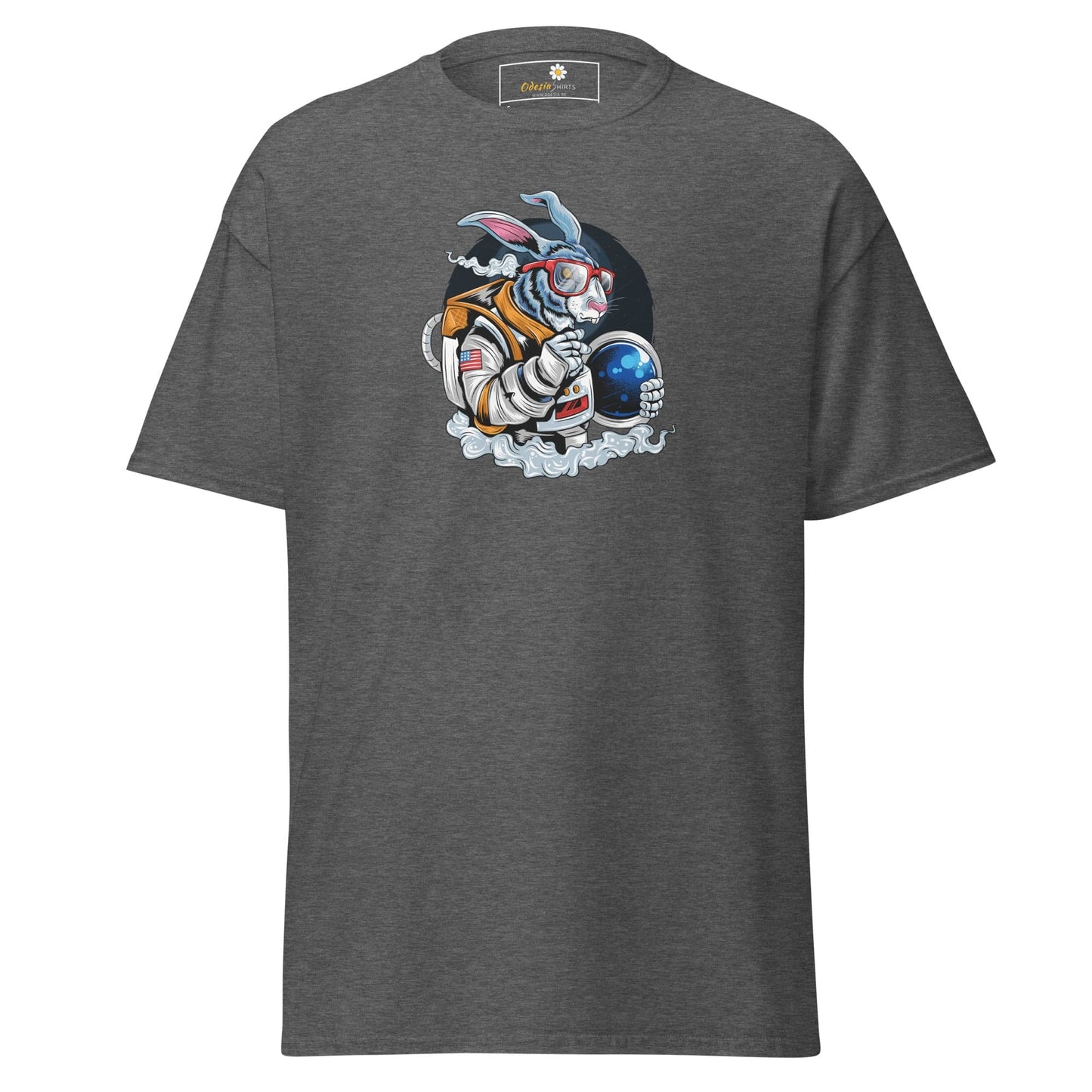 Gray T-shirt with astronaut rabbit graphic for MAN and WOMAN sizing S to XL