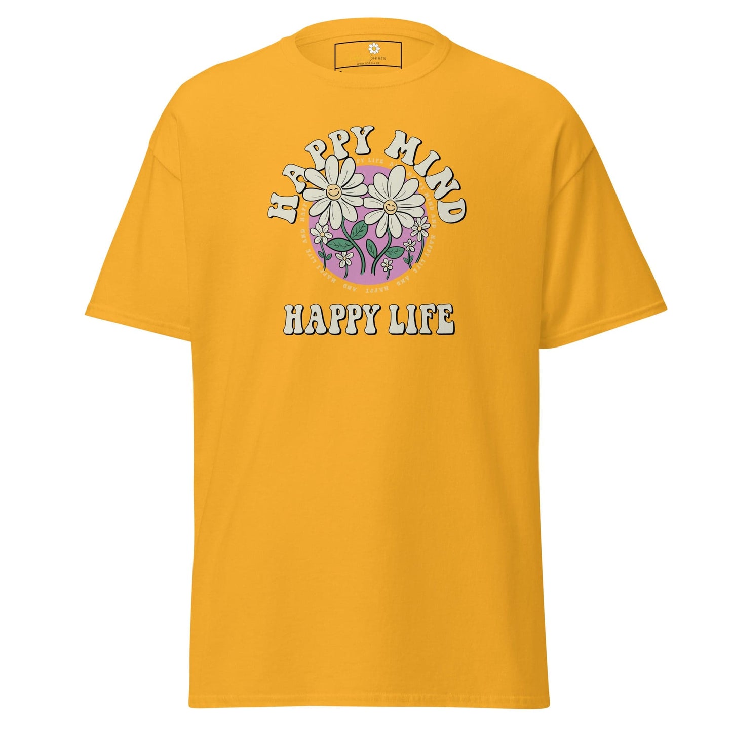Unisex classic t-shirt - POSITIVE HAPPY MIND LIFE - REGULAR - Gold / S