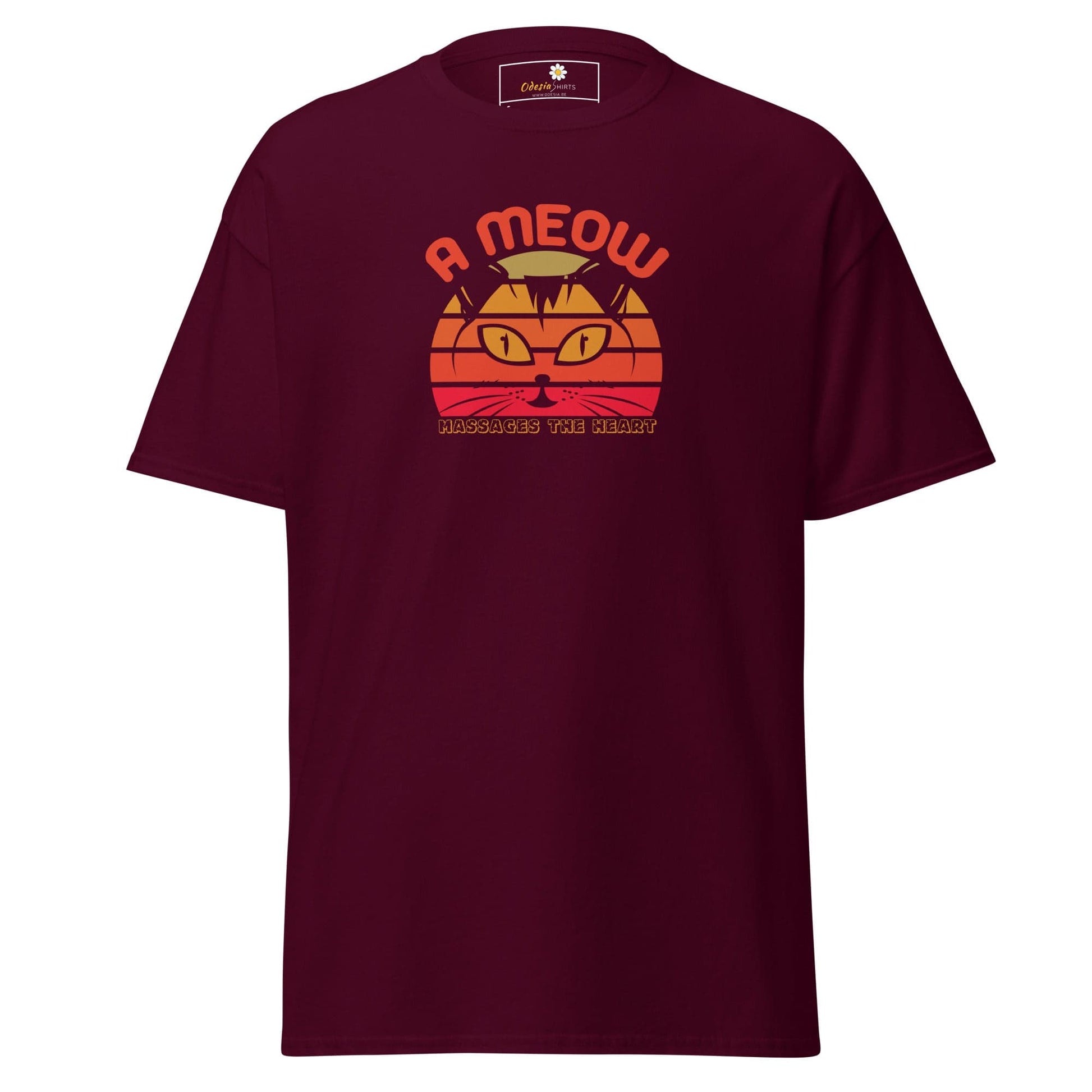 Unisex classic t-shirt - ANIMALS A CAT MASSAGES HEART - REGULAR - Maroon / S
