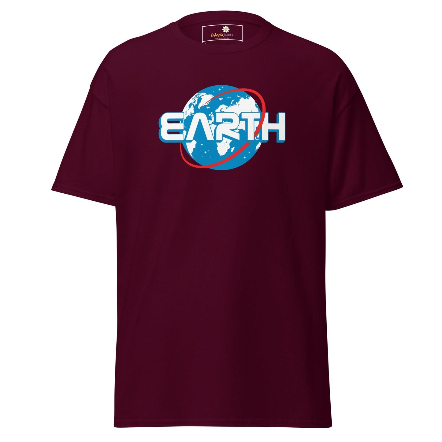 Unisex classic t-shirt - SPACE ASTRONAUT EARTH - REGULAR - Maroon / S