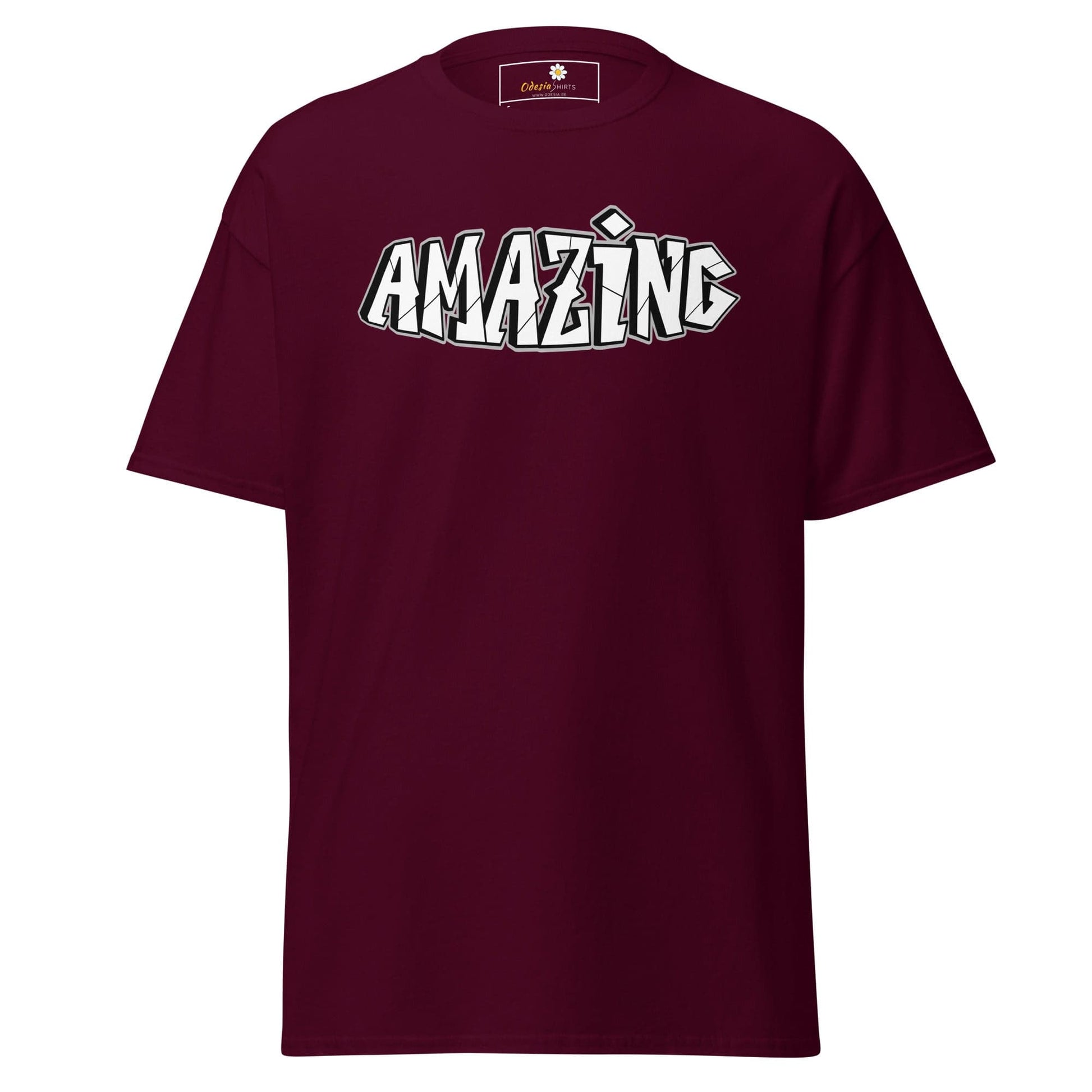 Unisex classic t-shirt - TEXT AMAZING - REGULAR - Maroon / S