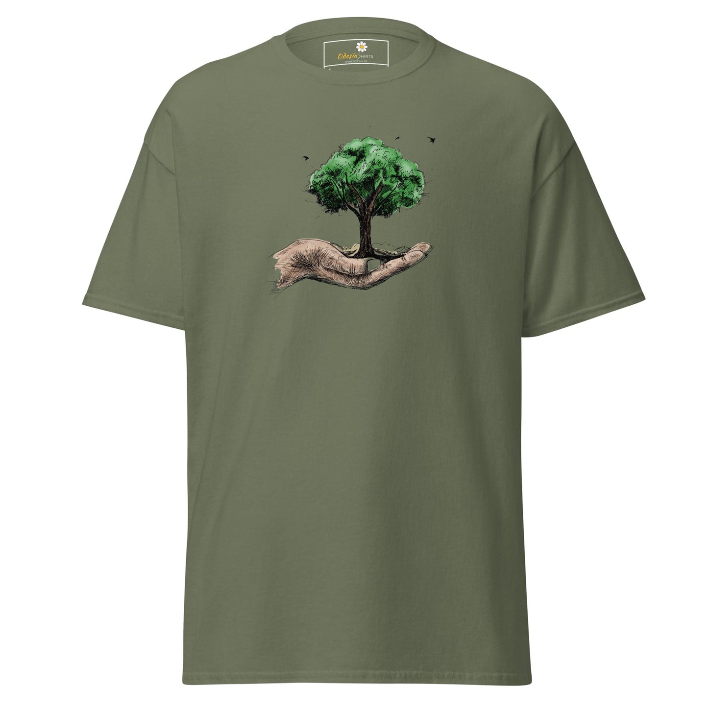 Unisex classic t-shirt - FANTASY TREE IN HAND - REGULAR - Military Green / S