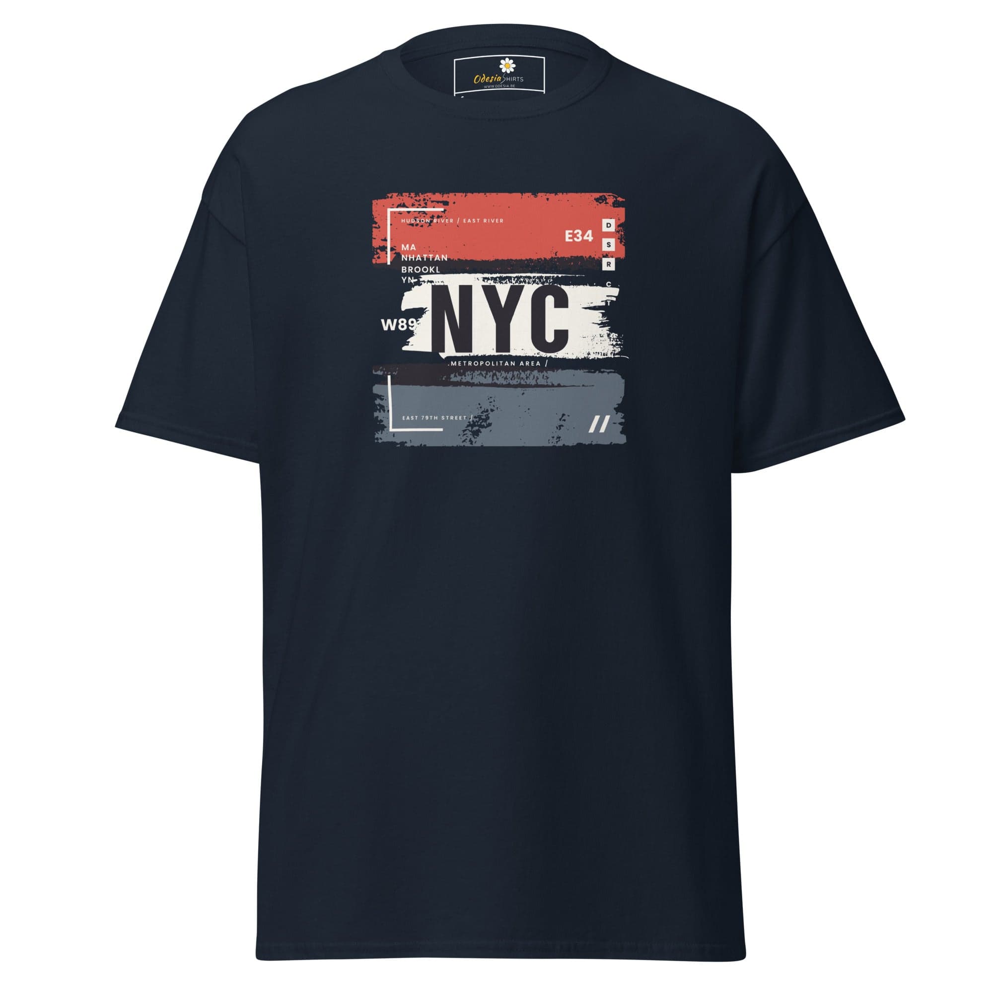 Navy blue graphic T-shirt for men and women available in sizes S to XL