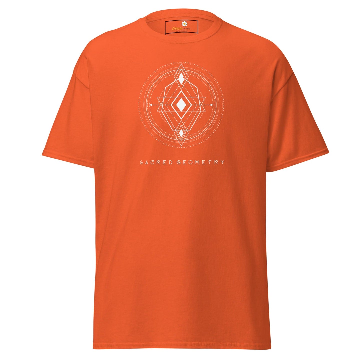 Orange T-shirt with geometric design for men and women in sizes S to XL
