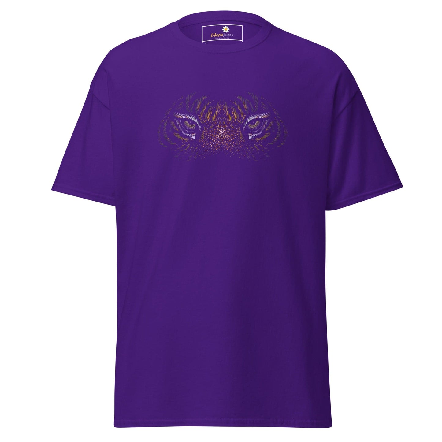 Purple T-Shirt with Tiger Eyes Design for Men and Women in Sizes S to XL