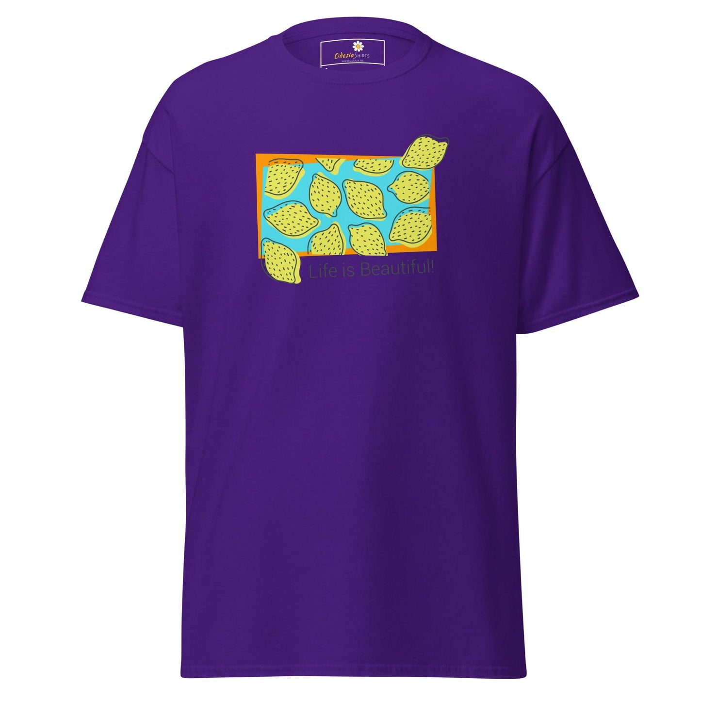 Purple T-Shirt with Lemon Graphic for Men and Women in Sizes S to XL