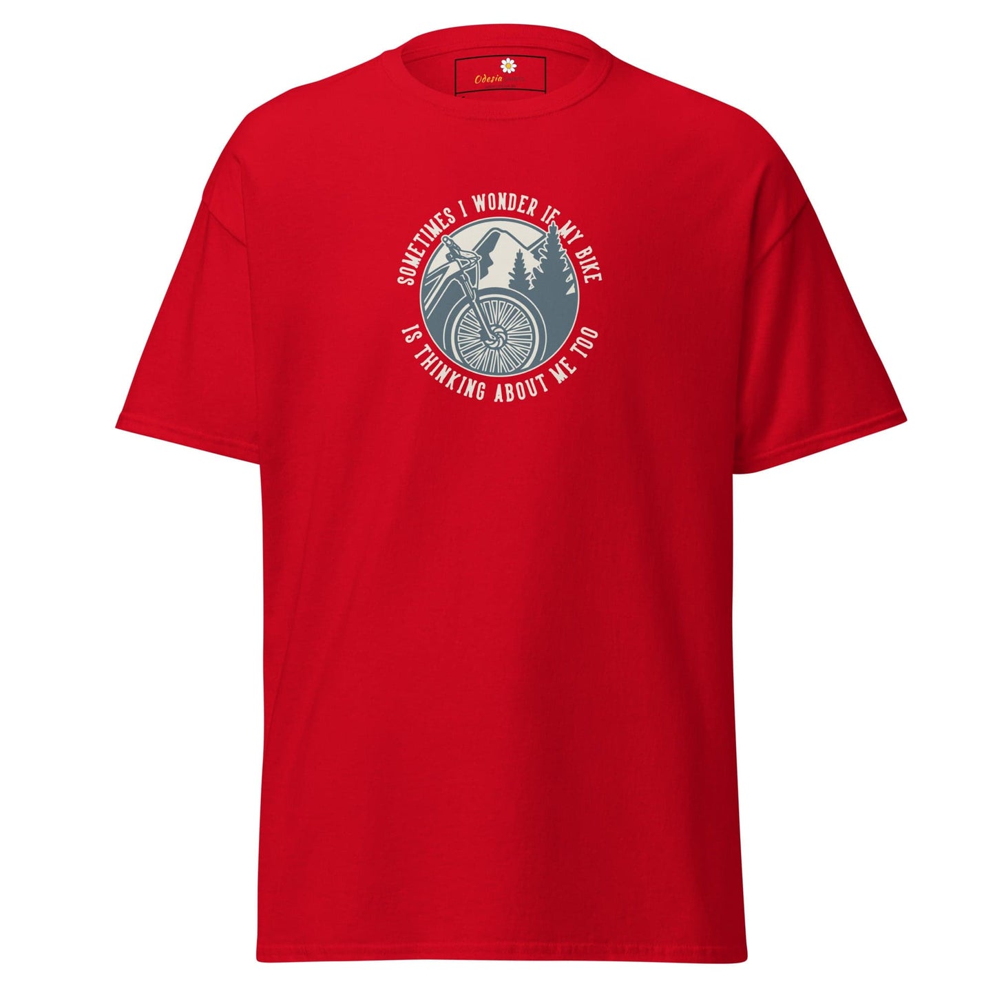 Unisex classic t-shirt - ADVENTURE SPORT CIRCLE BIKE WONDERING - REGULAR - Red / S