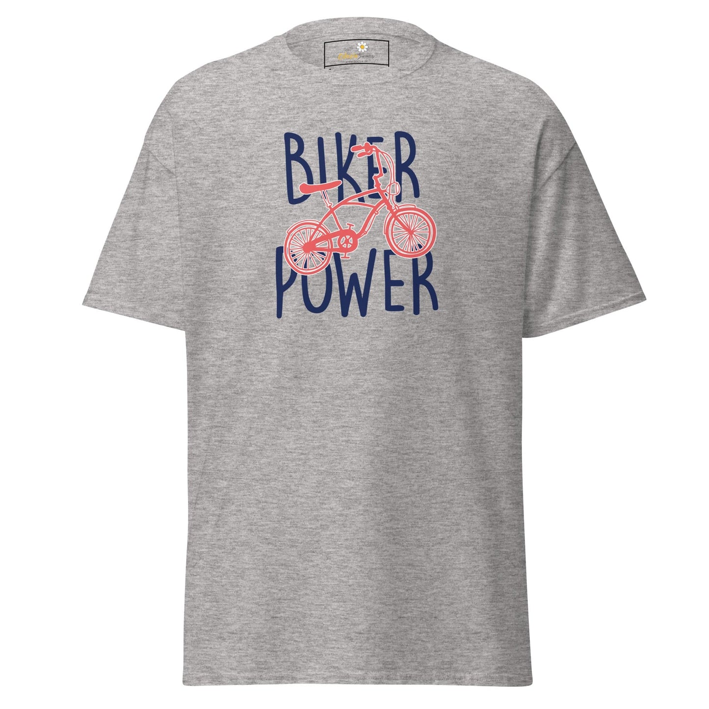 Gray T-shirt with bike graphic from T-Shirt Design Tee for Men and Women in S to XL