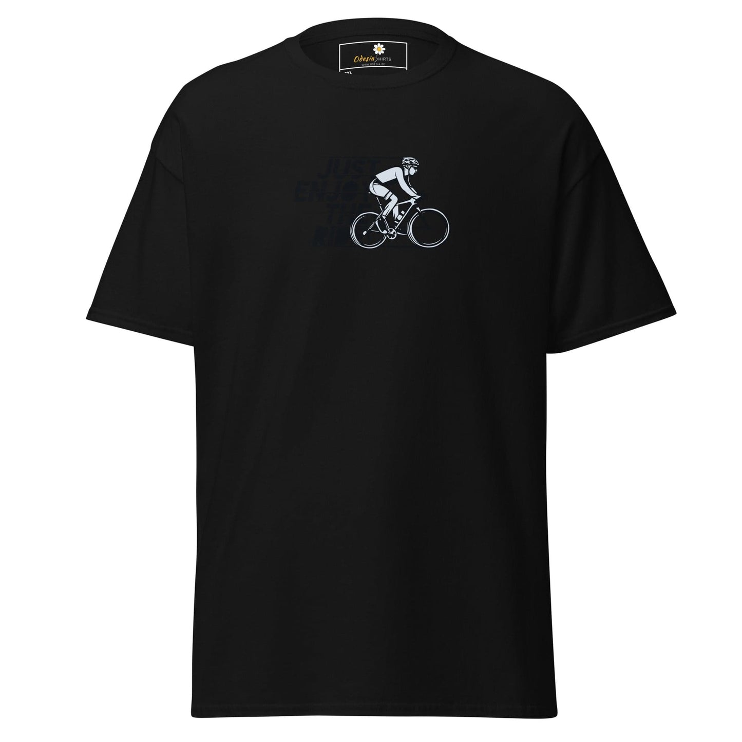 Black T-shirt with cyclist graphic from T-SHIRT DESIGN TEE for Men and Women in 2XL to 5XL