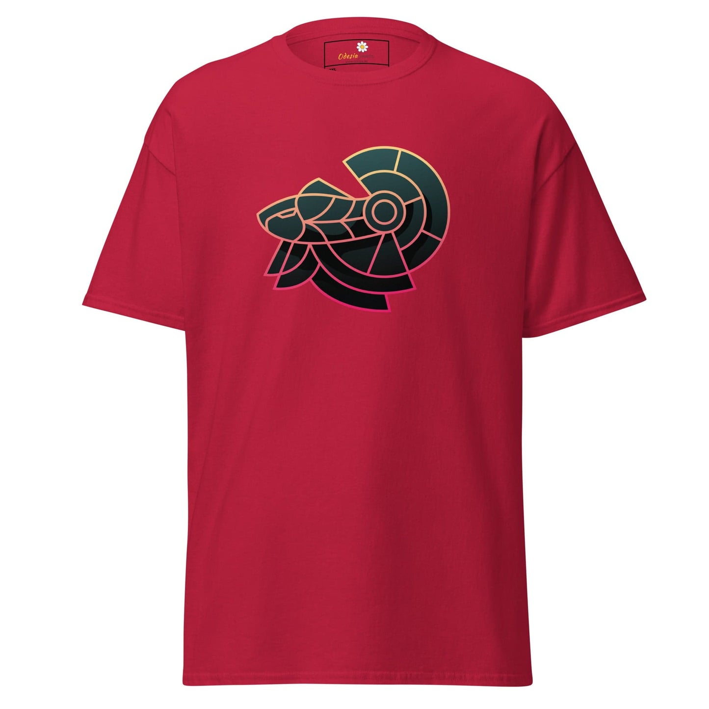 Red T-shirt with stylized RAM design from T-SHIRT DESIGN TEE for Men and Women in 2XL to 5XL