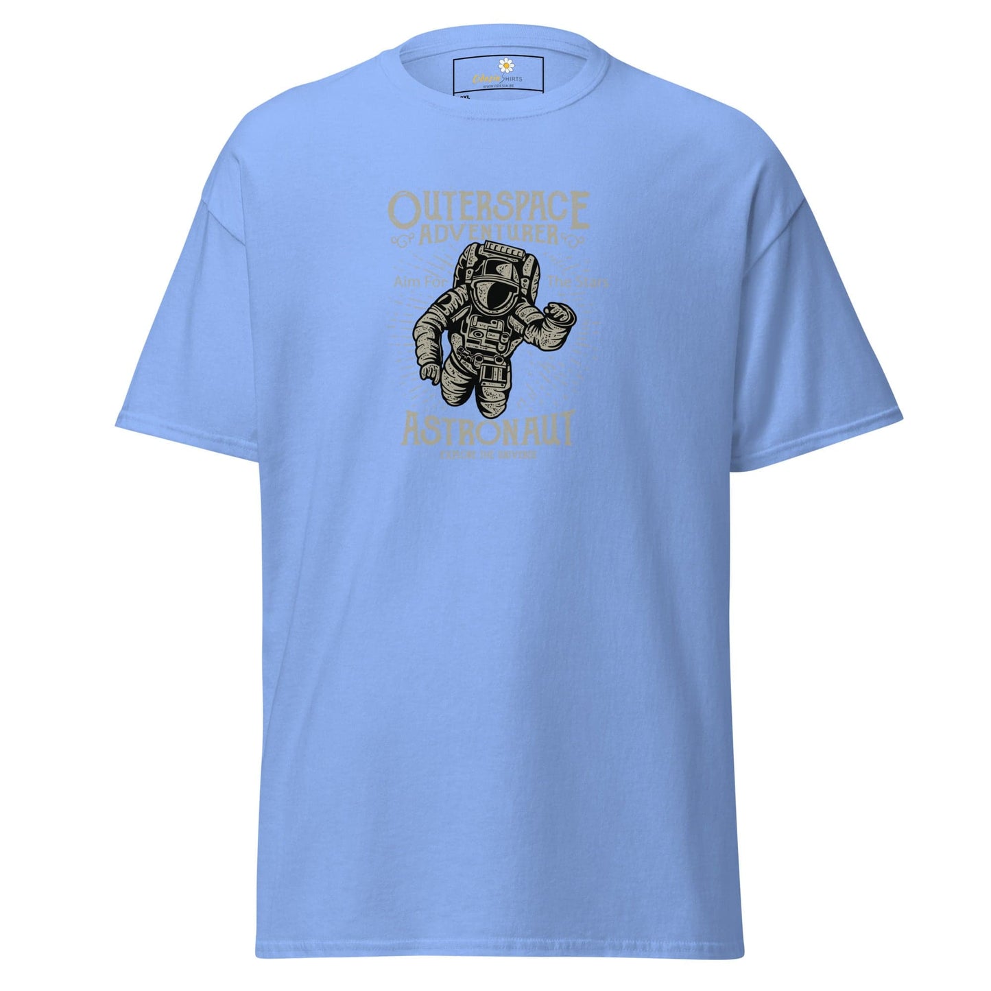 Light blue t-shirt.