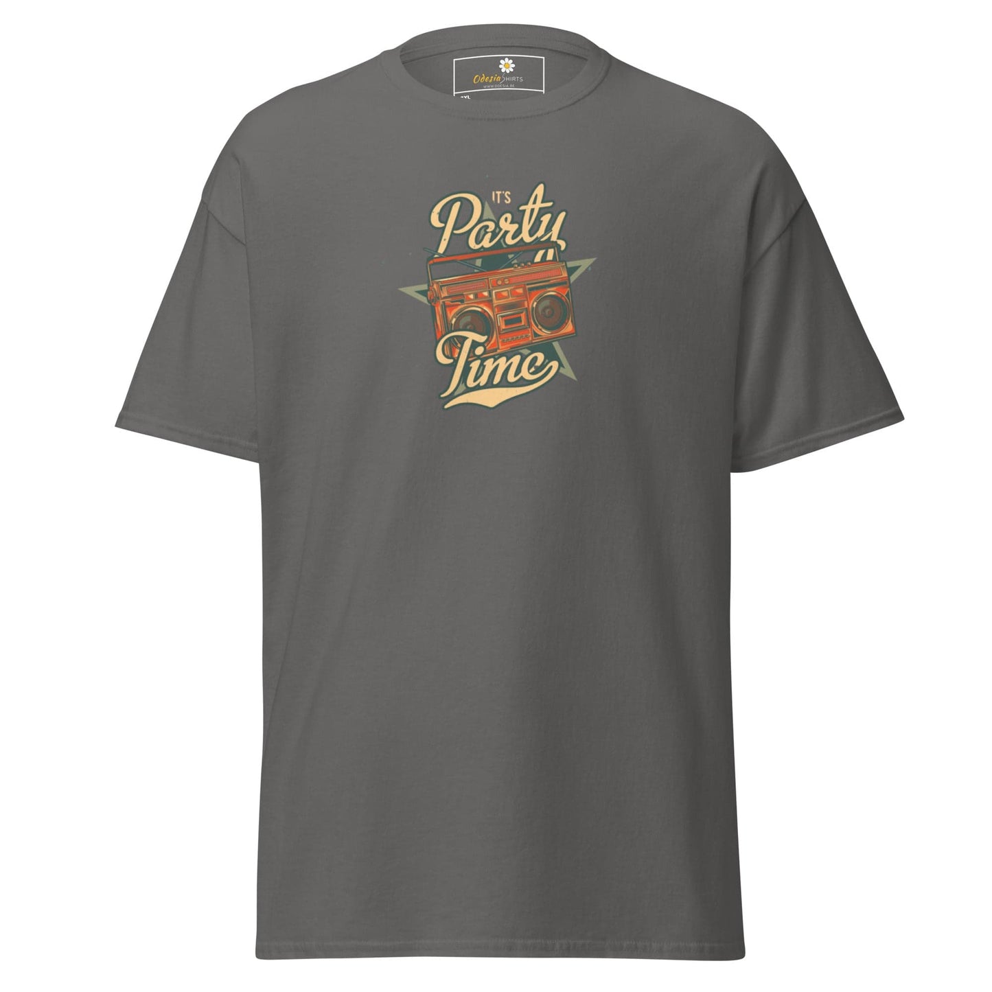 Gray T-shirt with boombox graphic for Men and Women in 2XL to 5XL sizes