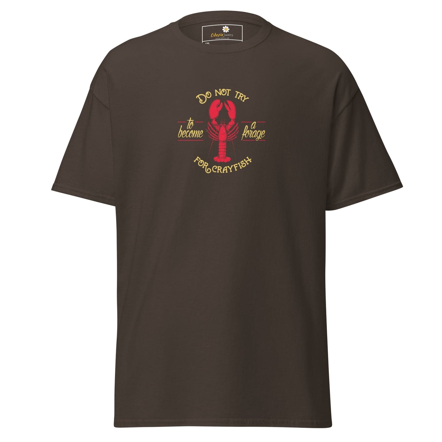 Brown T-shirt with crayfish graphic for Men and Women in sizes 2XL to 5XL