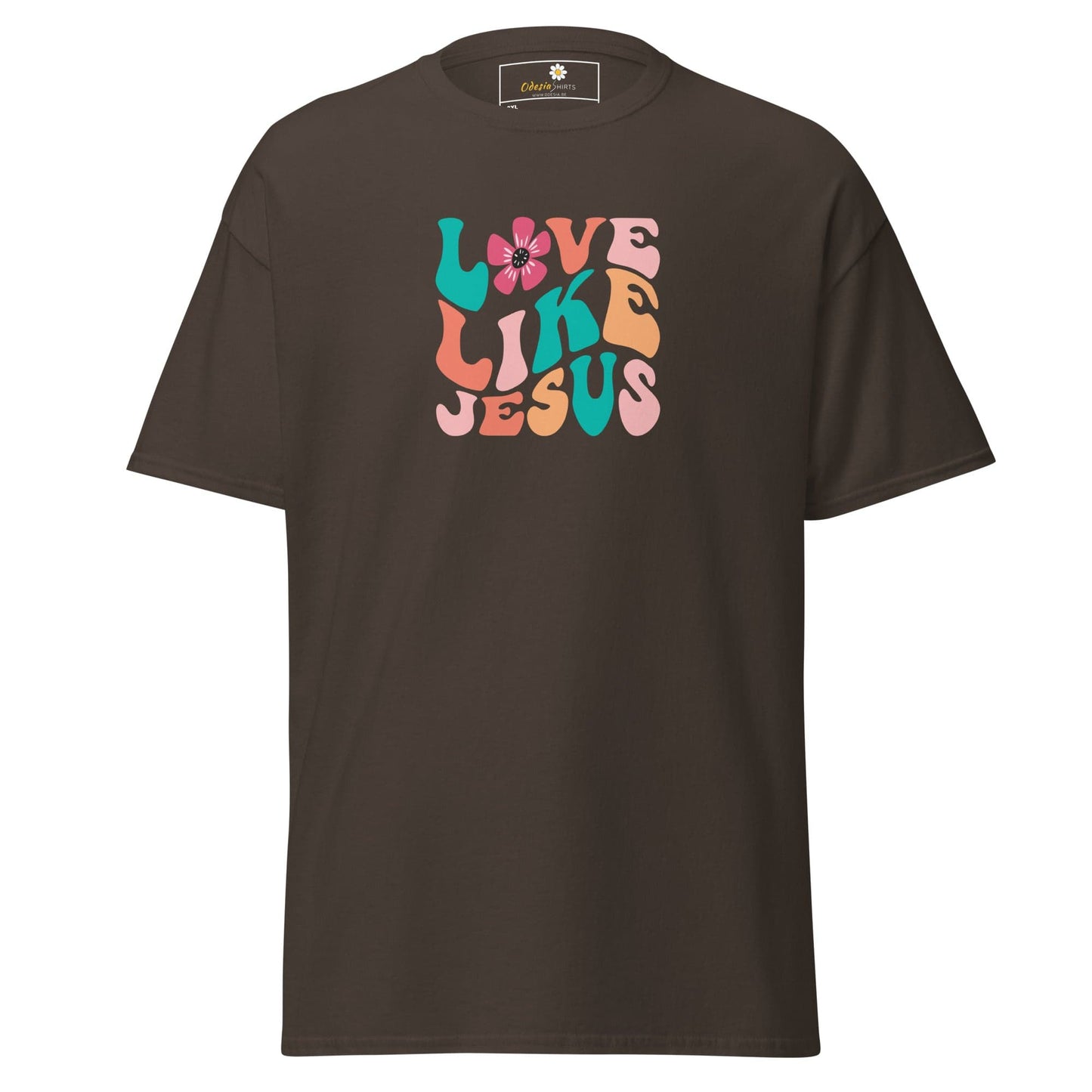 Brown T-shirt with Love Like Jesus graphic for men and women in 2XL to 5XL size