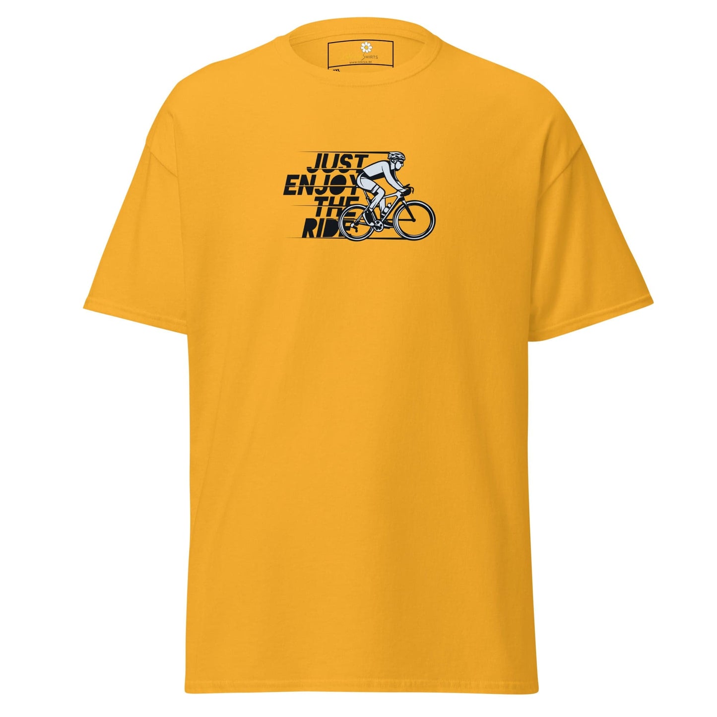 Yellow T-shirt with cyclist graphic from T-SHIRT DESIGN TEE for Men and Women in 2XL-5XL