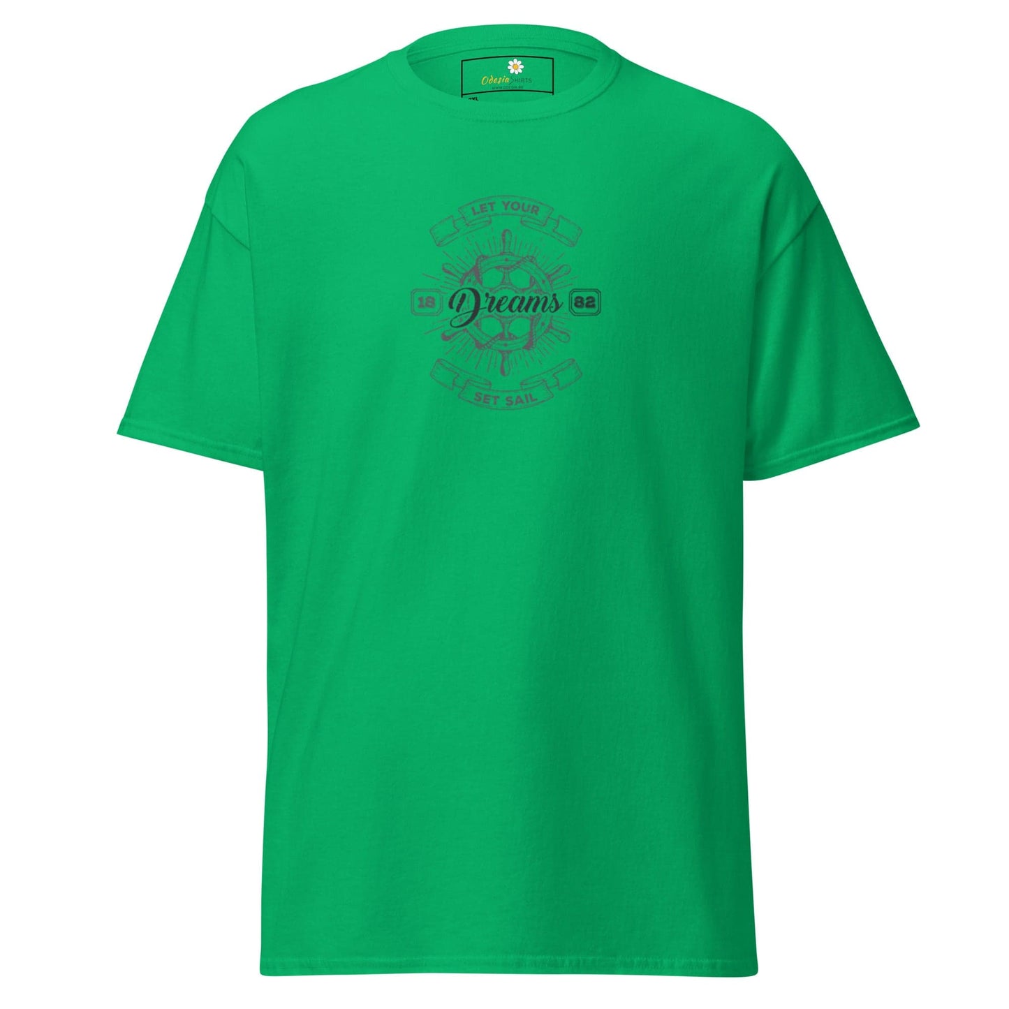 Green T-shirt with graphic design for men and women in sizes 2XL to 5XL