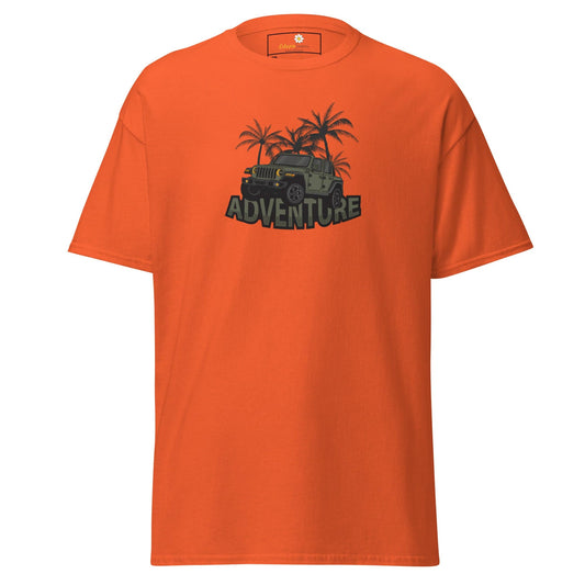 Orange T-shirt with adventure graphic from T-SHIRT DESIGN TEE for Men and Women in 2XL to 5XL